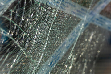 glass pane break in close up view