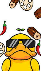 Original hand drawn cartoon delicious duck food illustration poster material
