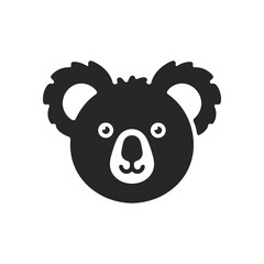 Koala Head Vector Icon - High-Quality Black and White Animal Design