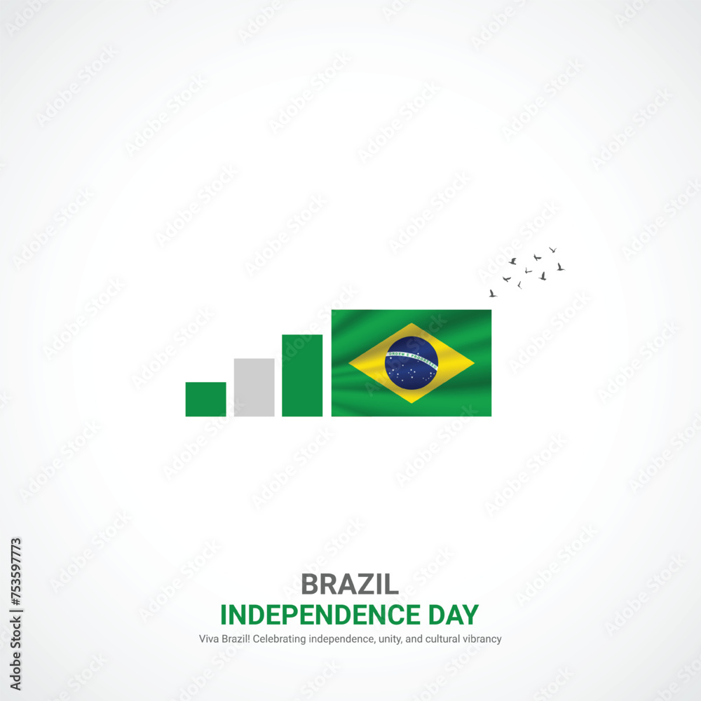 Wall mural brazil independence day. brazil independence day creative ads design. social media post, vector, 3D illustration.