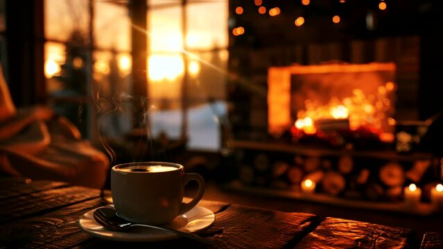 Warmth in a Cup: Coffee Bliss by the Fireside
