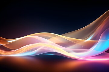 Blurry glowing wave and neon lines abstract 3d wallpaper background generative ai
