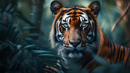 a cinematic and Dramatic portrait image for tiger