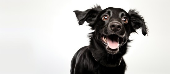 Energetic Canine Showing Joy with Mouth Open and Tongue Out in Playful Expression
