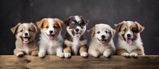 Joyful Puppies Relaxing Together on Wooden Crate - Cute Dog Friends Enjoying Simple Moments - Powered by Adobe