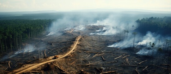 Fototapeta premium Devastating Forest Fire Engulfs Lush Woodland in Destructive Flames