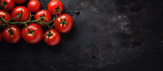 Vibrant Organic Tomatoes Arranged on Dark Background for Food Market Display