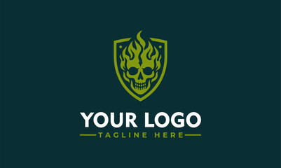 fire Skull vector logo design Vintage Security fire Skull logo vector for business identity - obrazy, fototapety, plakaty