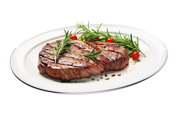 steak on table isolated on white