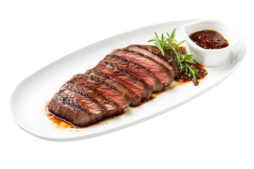 steak on table isolated on white