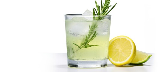 Refreshing Glass of Lemonade with a Fresh Slice of Citrus Fruit on a Wooden Table