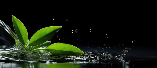 Serene Nature Scene: A Leaf Is Gracefully Floating, Creating Ripples on Water Surface