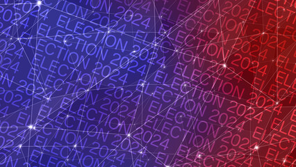 Background of 2024 election politics, voting, and connected lines in election text and layout