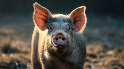 a cinematic and Dramatic portrait image for pig