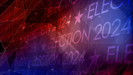Election background political design concept with connected lines and typography showcasing 2024 election in captivating text layout - obrazy, fototapety, plakaty