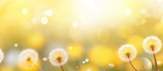 Vibrant Dandelion Field Basking in Sunlight on a Clear Summer Day