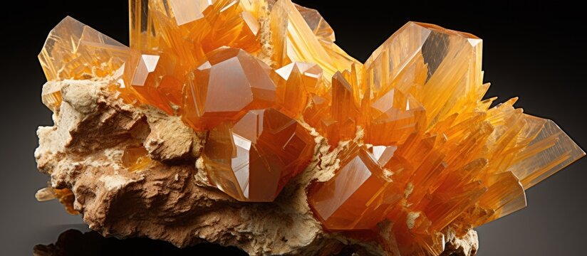 Vibrant Orange Crystals Sprinkled Across a Weathered Rock Surface in Royalty-Free Stock Photo