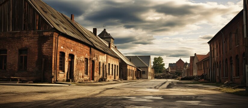 Urban Haven: Modern Building Standing Tall on a Vibrant Street Under a Dramatic Cloudy Sky