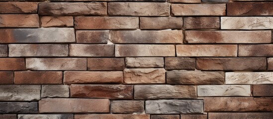 A brown brick wall is prominently featured in an urban environment. The wall appears weathered and showcases the natural texture of the bricks.