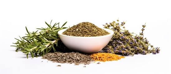 Aromatic Blend: Freshly Picked Herbs and Dried Herb Collection in Bowls