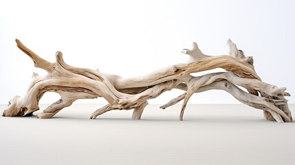 Obraz premium Beautiful winding driftwood for product photography. Grape branch on a table with beautiful sunlight, photo