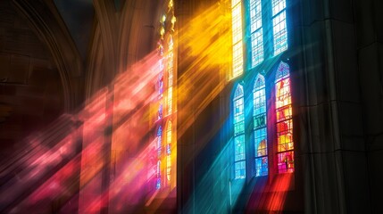 light going through a colorful church window