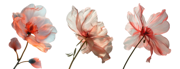 png flowers tulip or hibiscus from fabric in pink pastel coloron in style minimalism voluminous forms, elegantly