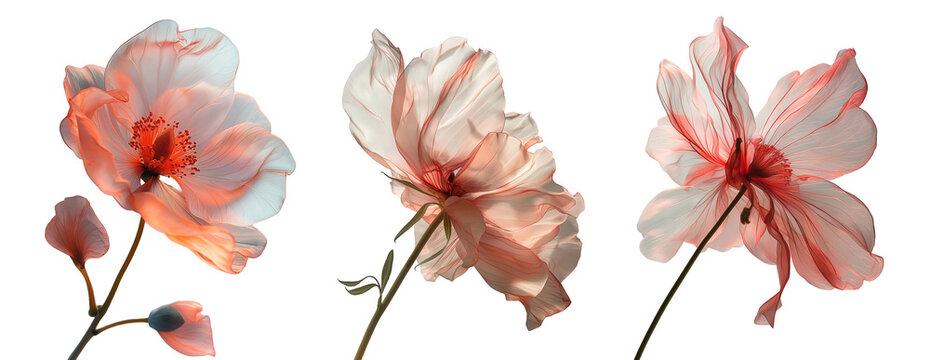 png flowers tulip or hibiscus from fabric in pink pastel coloron in style minimalism voluminous forms, elegantly