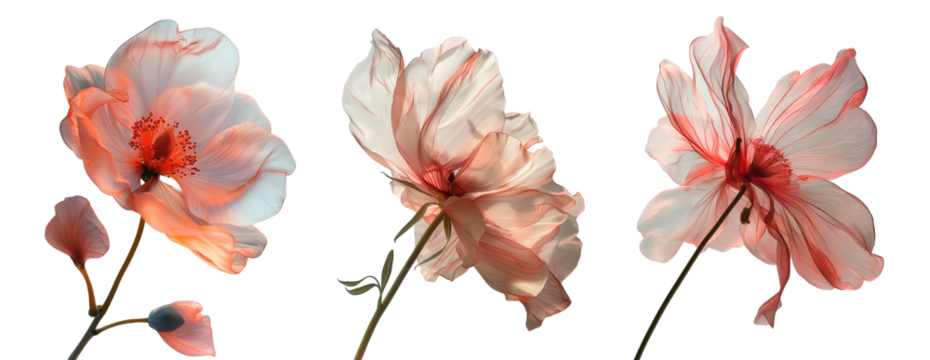 png flowers tulip or hibiscus from fabric in pink pastel coloron in style minimalism voluminous forms, elegantly