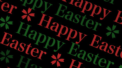 Black background with happy easter text festive and modern greeting card design for spring season