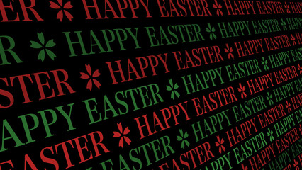 Happy easter text on black background modern festive greeting card with symbolic and creative layout