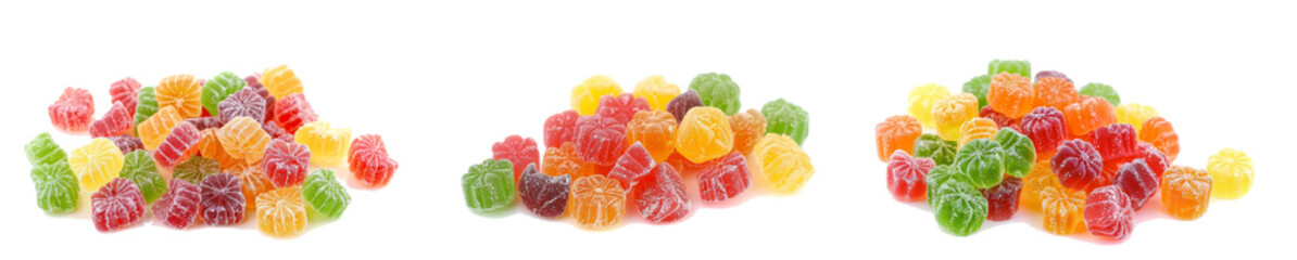 Jelly sugar candies isolated on white background