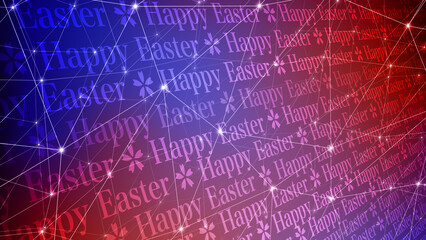 Happy easter text with connected lines on modern easter background for special holiday card design