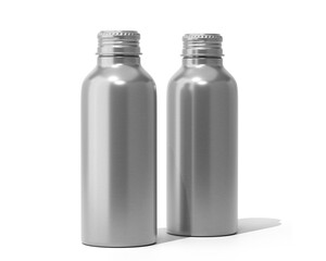 Aluminum Metal bottle Packaging Isolated On Transparent Background, Prepared For Mockup, 3D Render.