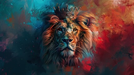 Abstract Lion: Colorful Artistic Interpretation of a Majestic Beast, Conjured by Generative AI