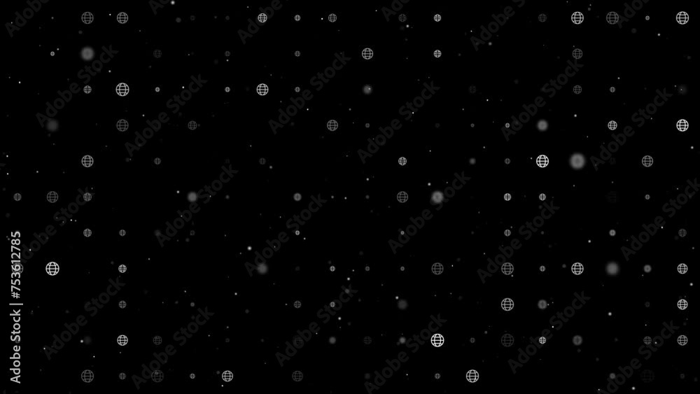 Poster template animation of evenly spaced web symbols of different sizes and opacity. animation of transpa