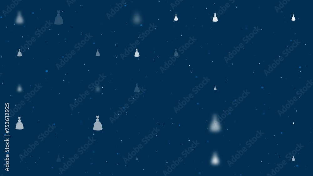 Poster template animation of evenly spaced princess symbols of different sizes and opacity. animation of tr