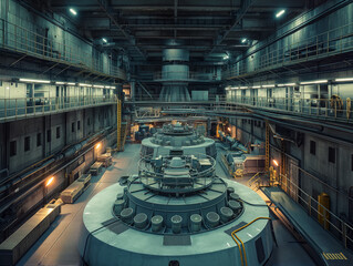 intérieur d'une centrale nucléaire - obrazy, fototapety, plakaty