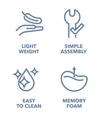 Icons set for ergonomic tools in bold line