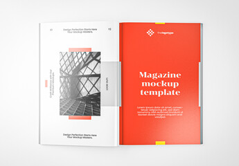 Magazine Mockup with Front and Back Design