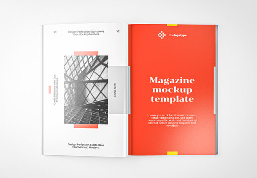 Magazine Mockup with Front and Back Design