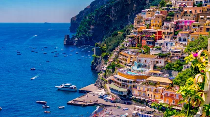 Fototapete Strand von Positano, Amalfiküste, Italien City View, Positano, Amalfi Coast, Tyrrhenian Sea, Mediterranean Sea, Campania, Italy, Europe