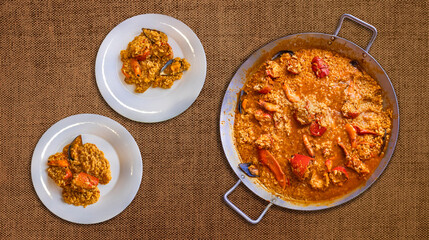 Spanish Rice with Lobster at Resturant, Spanish Cuisine, Spanish Gastronomy, Spain, Europe