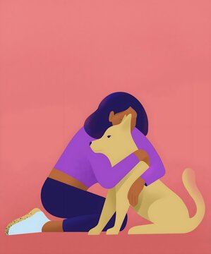 woman with dog