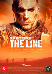 Poster for the game spec ops the line. slogan: Do you already feel like a hero?