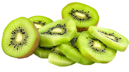 Delicious kiwi slices isolated on white background