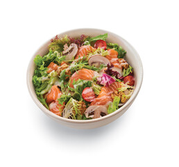 Salad in a bowl on white background