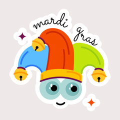 Editable flat sticker of mardi gras mask 