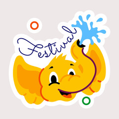 Handy flat sticker of songkran festival 