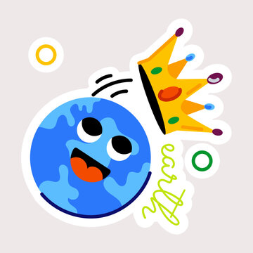 Trendy flat sticker depicting earth day 